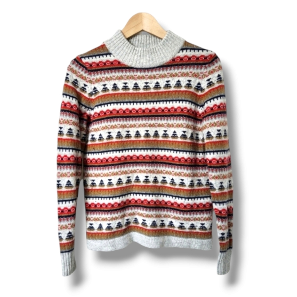J.Crew Mock Neck Fair Isle Lamb's Wool Sweater | XS